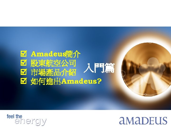  Amadeus簡介 股東航空公司 市場產品介紹 入門篇 如何進出Amadeus? 