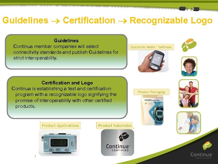 Guidelines Certification Recognizable Logo Guidelines Continua member companies will select connectivity standards and publish