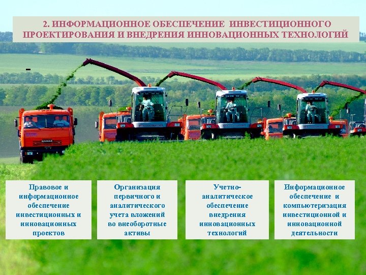 2. ИНФОРМАЦИОННОЕ ОБЕСПЕЧЕНИЕ ИНВЕСТИЦИОННОГО ПРОЕКТИРОВАНИЯ И ВНЕДРЕНИЯ ИННОВАЦИОННЫХ ТЕХНОЛОГИЙ - Правовое и информационное обеспечение