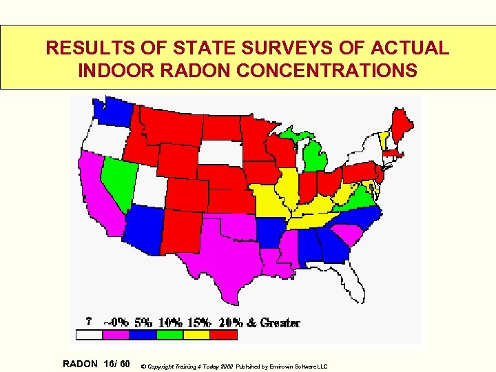 RESULTS OF STATE SURVEYS OF ACTUAL INDOOR RADON CONCENTRATIONS RADON 16/ 60 © Copyright