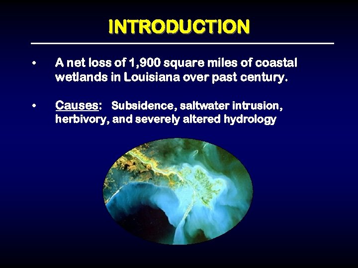 INTRODUCTION • A net loss of 1, 900 square miles of coastal wetlands in