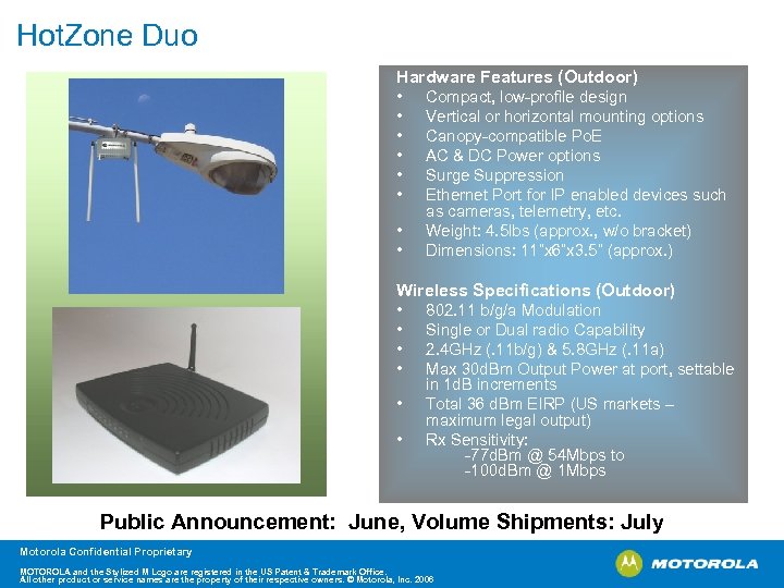 Hot. Zone Duo Hardware Features (Outdoor) • Compact, low-profile design • Vertical or horizontal