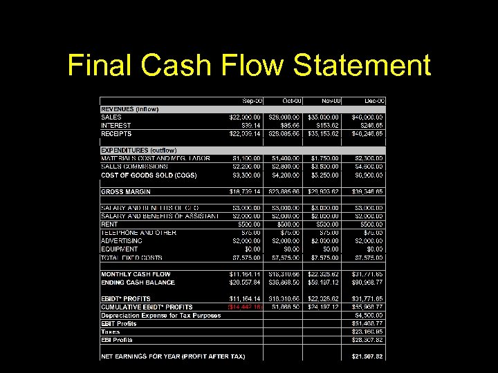 Final Cash Flow Statement 