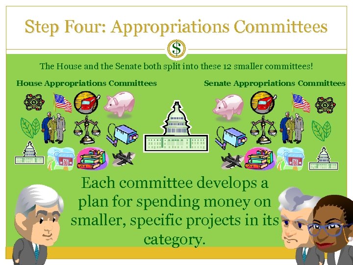 Step Four: Appropriations Committees $ The House and the Senate both split into these