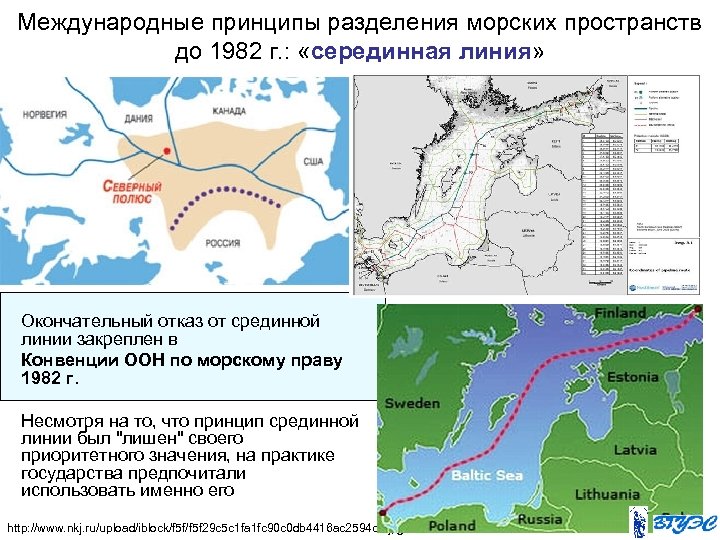 Международные принципы разделения морских пространств до 1982 г. : «серединная линия» Окончательный отказ от