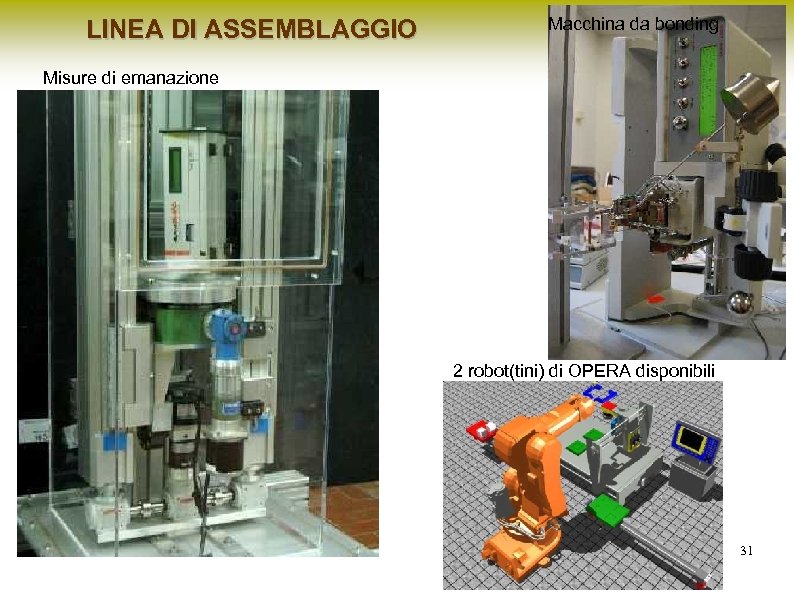 LINEA DI ASSEMBLAGGIO Macchina da bonding Misure di emanazione 2 robot(tini) di OPERA disponibili