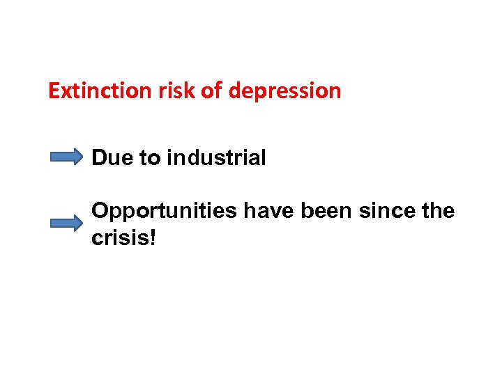 Extinction risk of depression Due to industrial Opportunities have been since the crisis! 