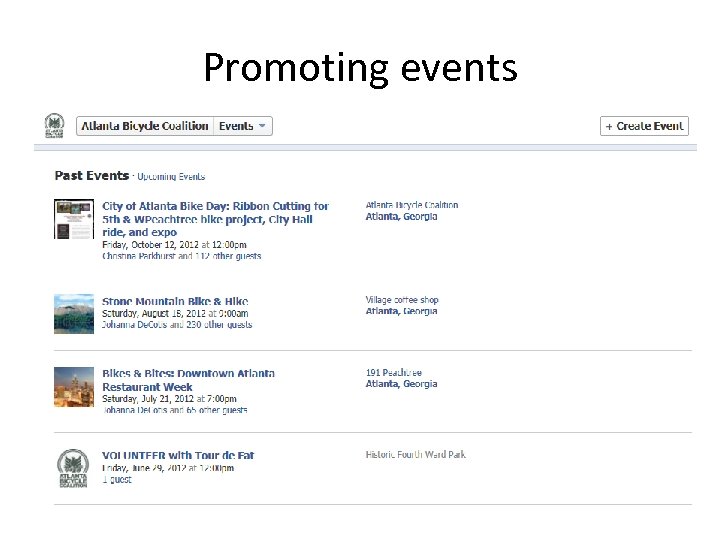 Promoting events 