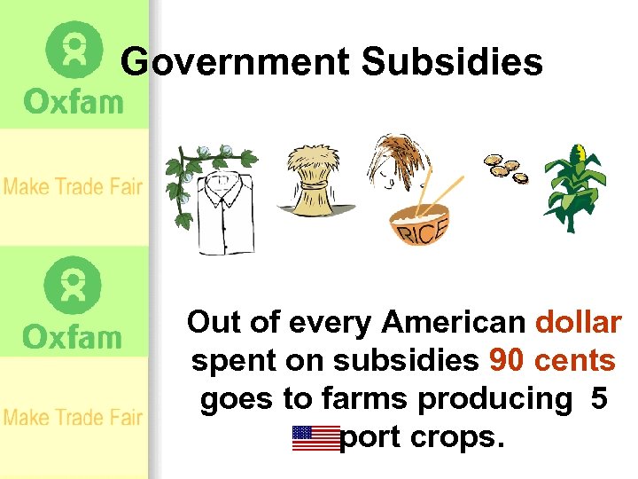 Government Subsidies Out of every American dollar spent on subsidies 90 cents goes to