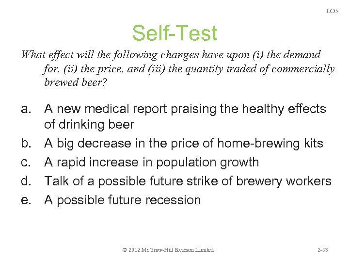 LO 5 Self-Test What effect will the following changes have upon (i) the demand