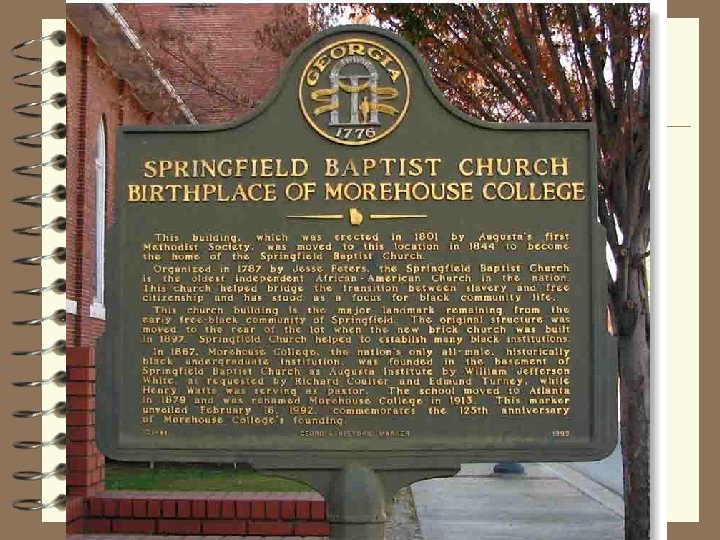 Reconstruction Struggles 4 Springfield Baptist marker 
