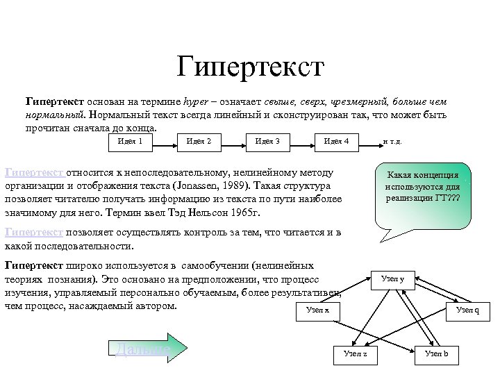 Гипертекст это документ содержащий систему фрагментов текста слов словосочетаний терминов рисунков