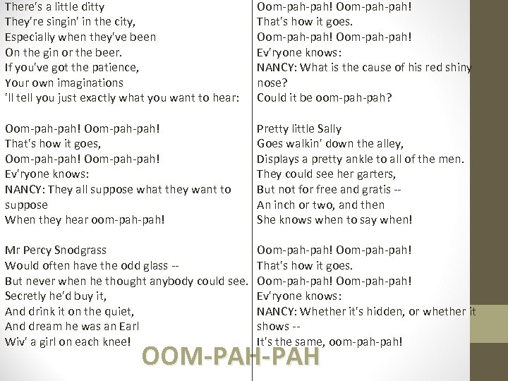 There's a little ditty They're singin' in the city, Especially when they've been On