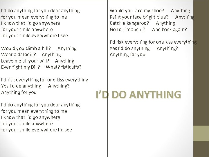 I'd do anything for you dear anything for you mean everything to me I