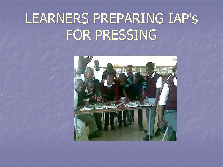LEARNERS PREPARING IAP's FOR PRESSING 