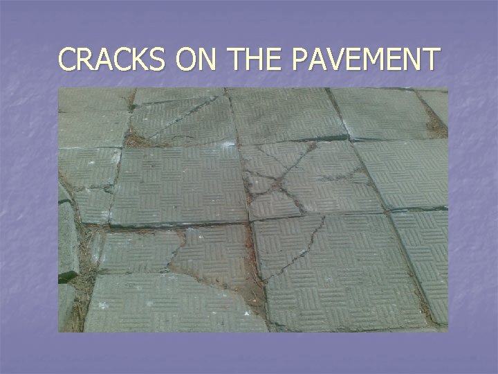 CRACKS ON THE PAVEMENT 