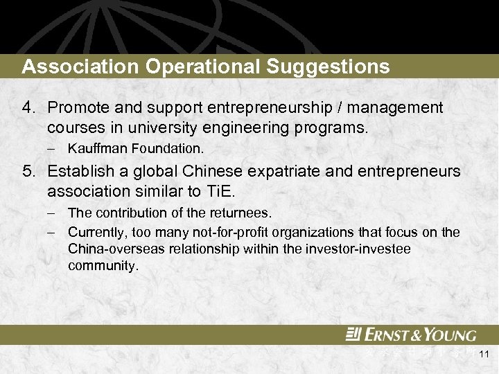 Association Operational Suggestions 4. Promote and support entrepreneurship / management courses in university engineering