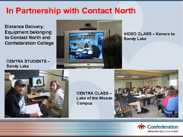 In Partnership with Contact North Distance Delivery: Equipment belonging to Contact North and Confederation