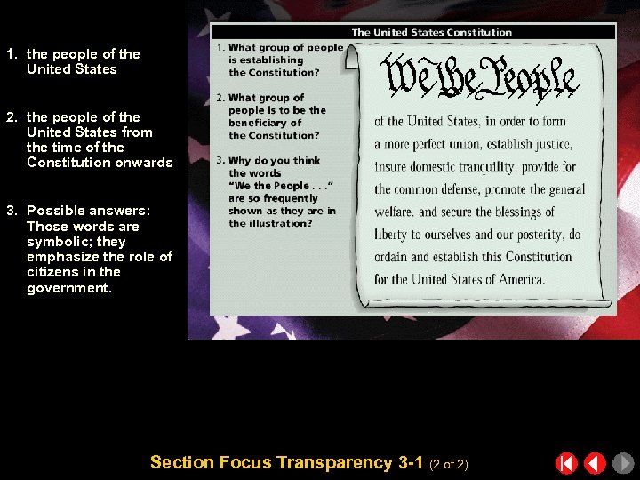 1. the people of the United States 2. the people of the United States