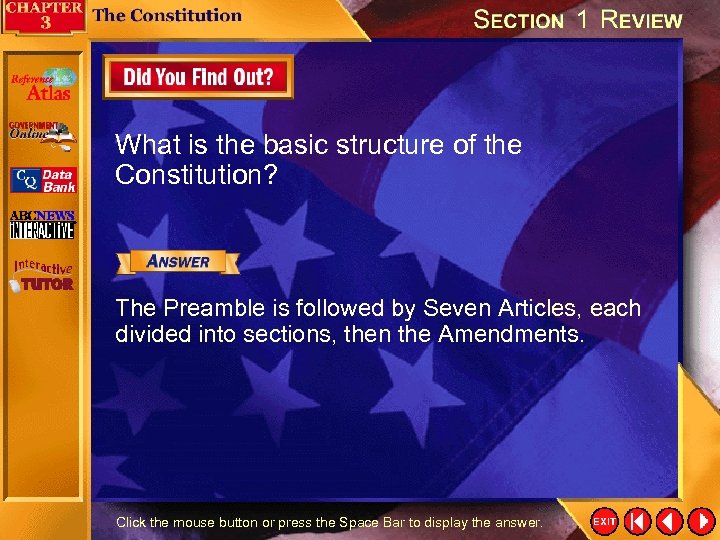 What is the basic structure of the Constitution? The Preamble is followed by Seven