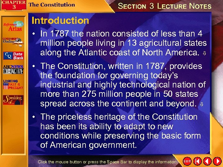 Introduction • In 1787 the nation consisted of less than 4 million people living