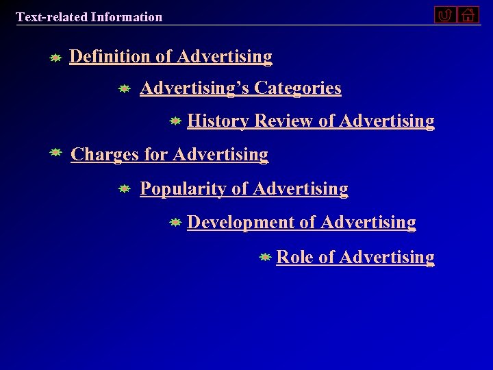 Text-related Information Definition of Advertising’s Categories History Review of Advertising Charges for Advertising Popularity