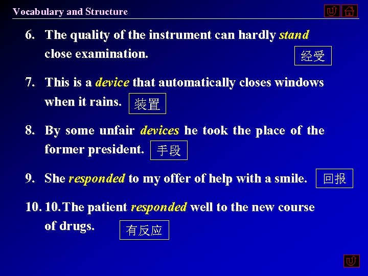 Vocabulary and Structure 6. The quality of the instrument can hardly stand close examination.