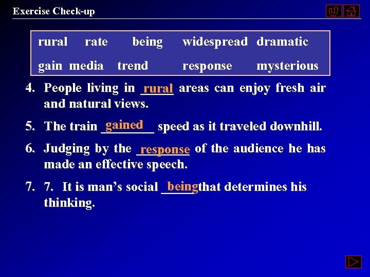Exercise Check-up rural rate being widespread dramatic gain media trend response mysterious 4. People