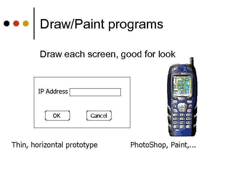 Draw/Paint programs Draw each screen, good for look IP Address OK Cancel Thin, horizontal