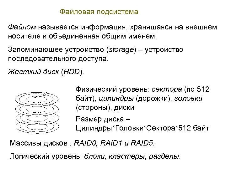 Файловая подсистема Файлом называется информация, хранящаяся на внешнем носителе и объединенная общим именем. Запоминающее