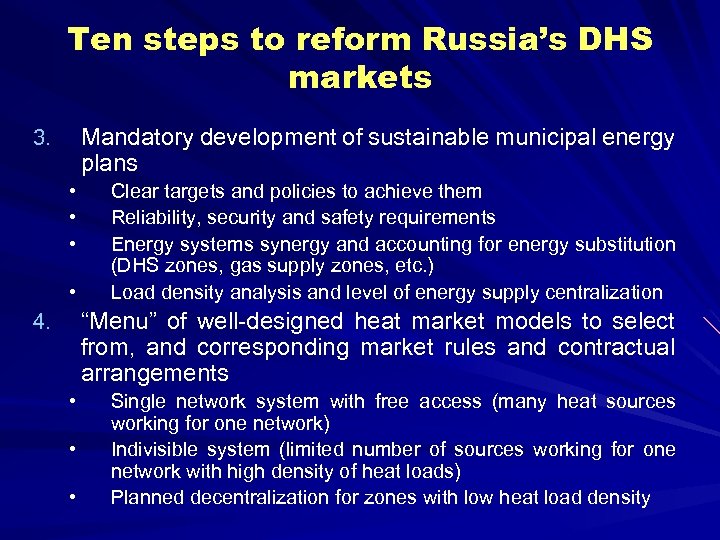 Ten steps to reform Russia’s DHS markets Mandatory development of sustainable municipal energy plans
