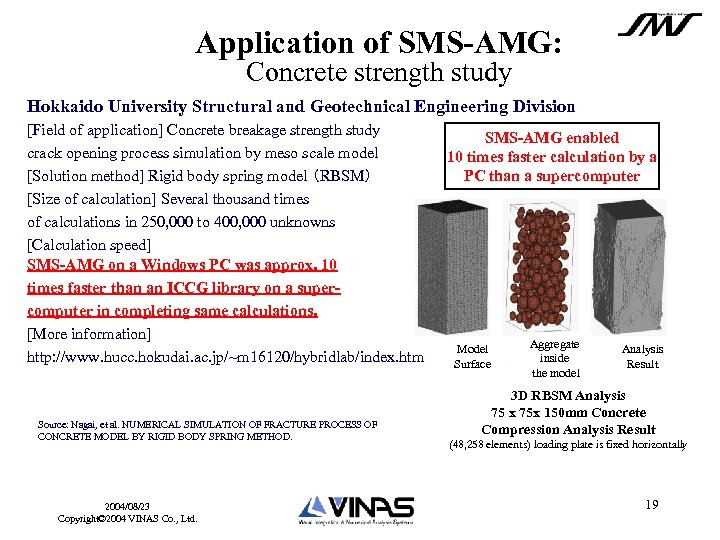 Application of SMS-AMG: Concrete strength study Hokkaido University Structural and Geotechnical Engineering Division [Field