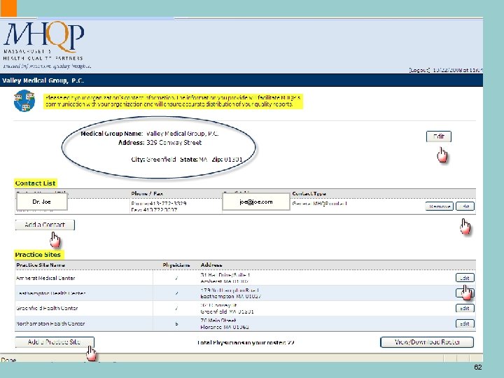 Dr. Joe joe@joe. com 62 