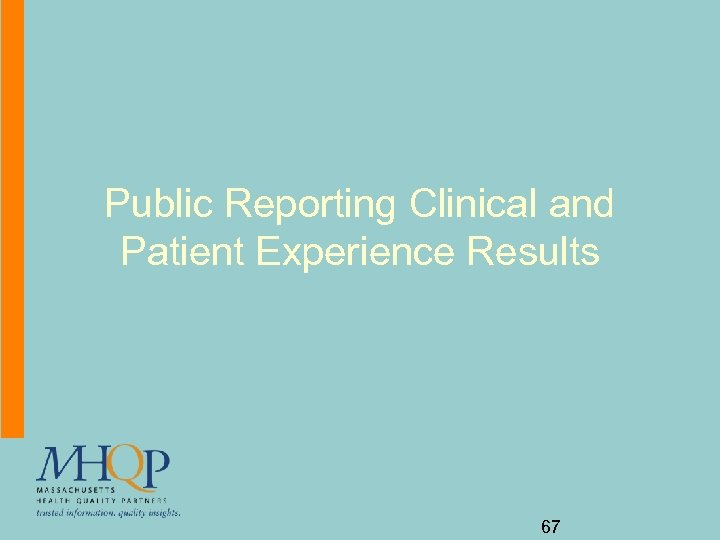 Public Reporting Clinical and Patient Experience Results 67 