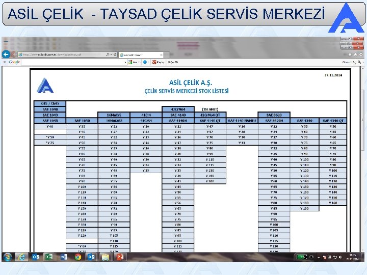 ASİL ÇELİK - TAYSAD ÇELİK SERVİS MERKEZİ 