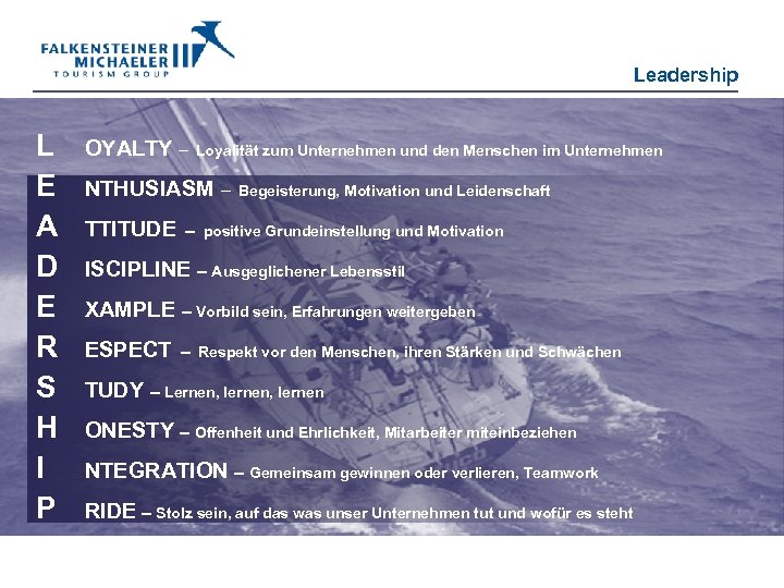 Leadership L E A D E R S H I P OYALTY – Loyalität