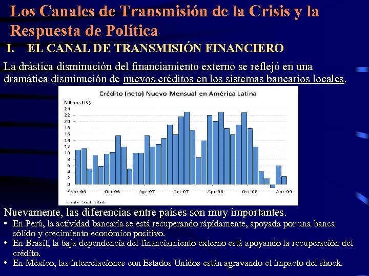 Los Canales de Transmisión de la Crisis y la Respuesta de Política I. EL