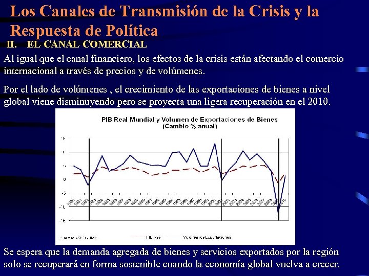 Los Canales de Transmisión de la Crisis y la Respuesta de Política II. EL