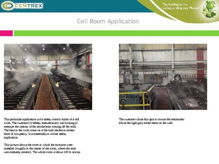 Cell Room Application This particular application is for safety control inside of a cell