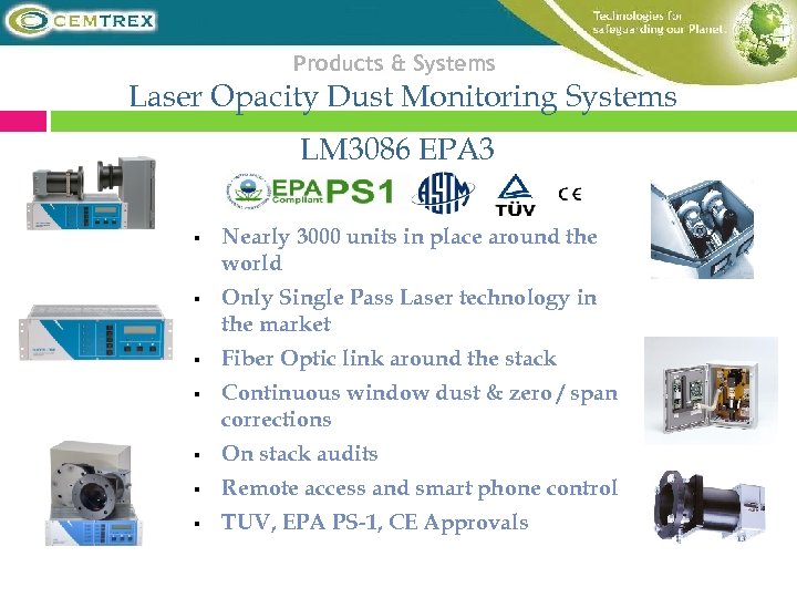 Products & Systems Laser Opacity Dust Monitoring Systems LM 3086 EPA 3 § §