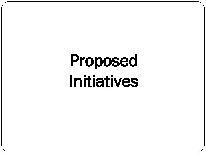 Proposed Initiatives 