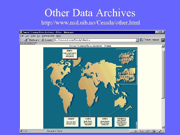 Other Data Archives http: //www. nsd. uib. no/Cessda/other. html 