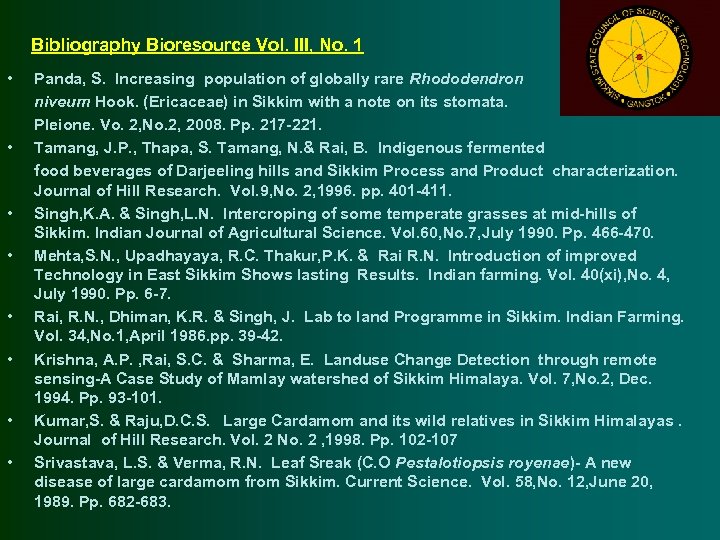 Bibliography Bioresource Vol. III, No. 1 • • Panda, S. Increasing population of globally