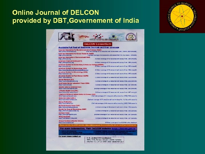Online Journal of DELCON provided by DBT, Governement of India 