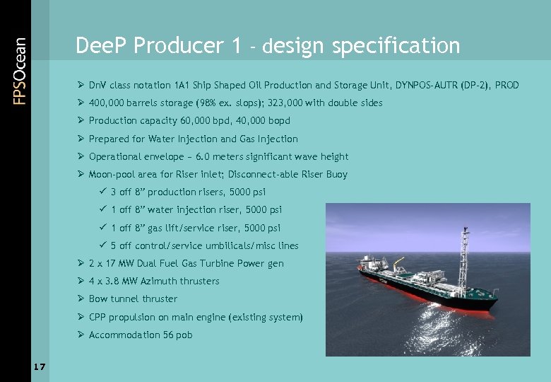 Dee. P Producer 1 - design specification Ø Dn. V class notation 1 A