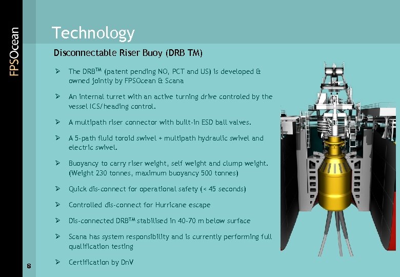 Technology Disconnectable Riser Buoy (DRB TM) Ø Ø An internal turret with an active