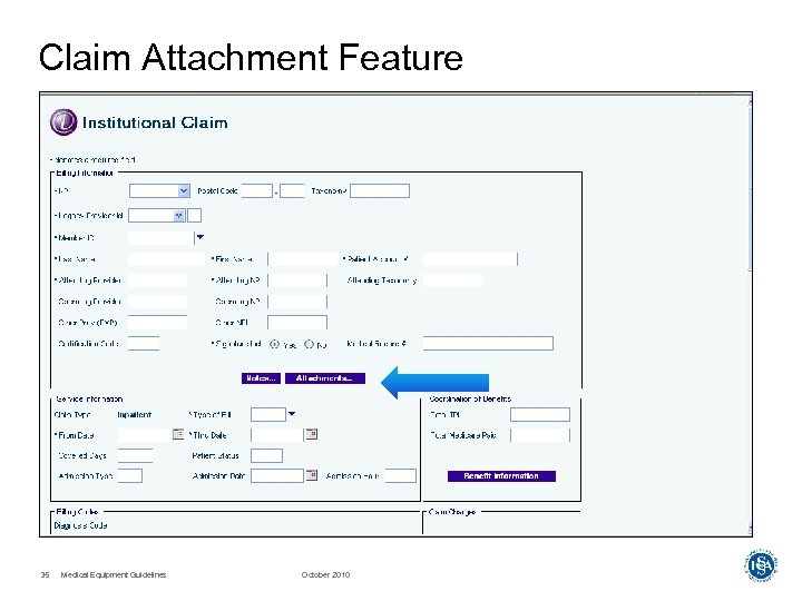 Claim Attachment Feature 35 Medical Equipment Guidelines October 2010 
