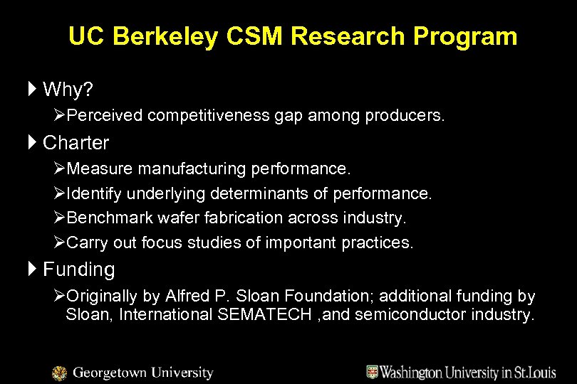 UC Berkeley CSM Research Program } Why? ØPerceived competitiveness gap among producers. } Charter