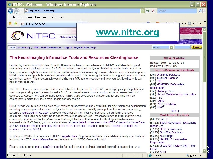 www. nitrc. org National Institute of Biomedical Imaging & Bioengineering, NIH, DHHS 
