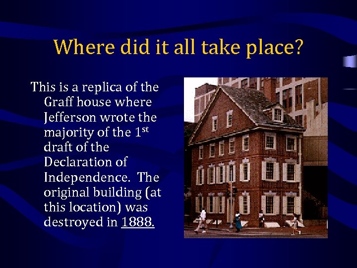 Where did it all take place? This is a replica of the Graff house